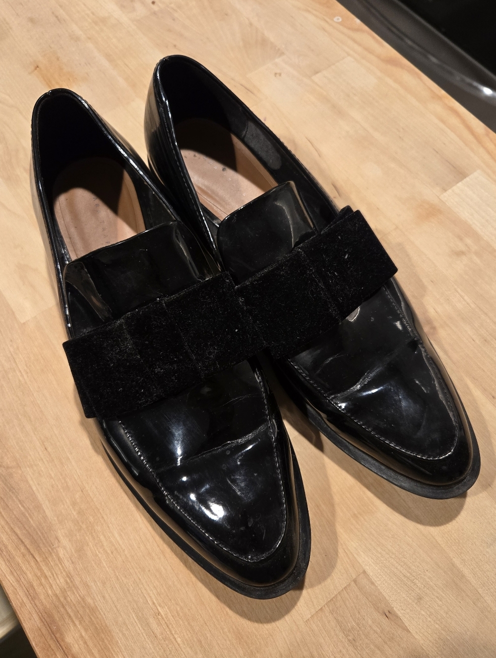 Zara Bowtie Patent Loafers (Size 41)